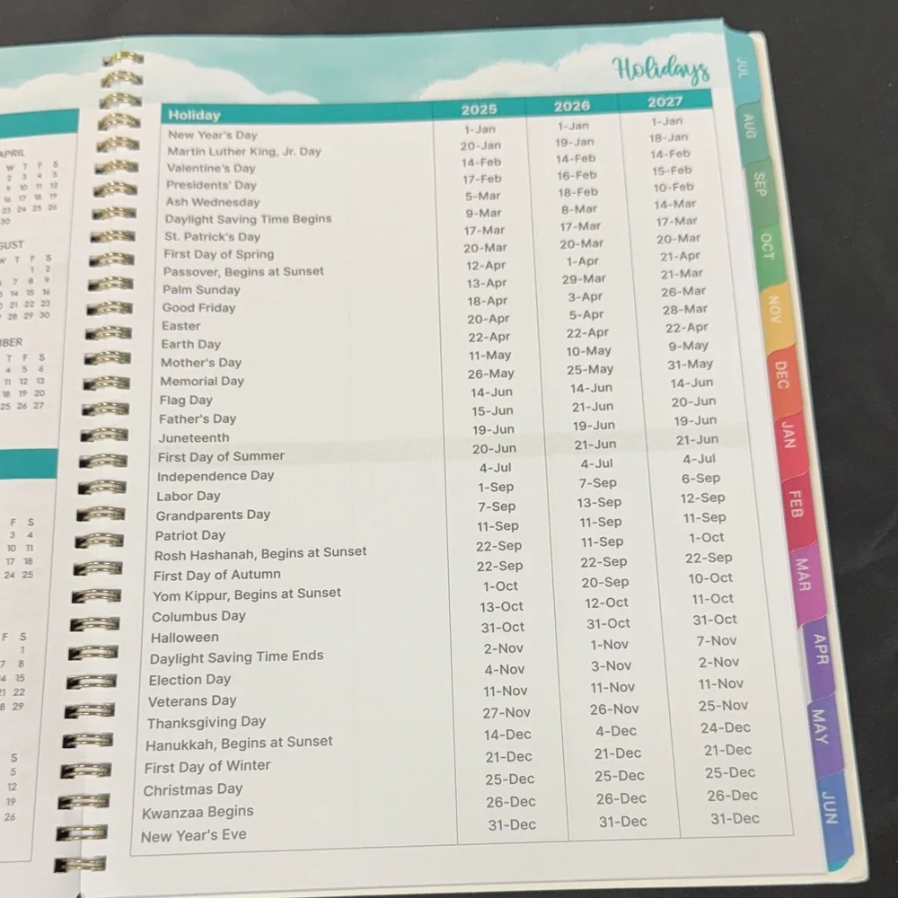 Indeme Floral Teacher Planner 2025-2026 Academic year weekly monthly twin wire